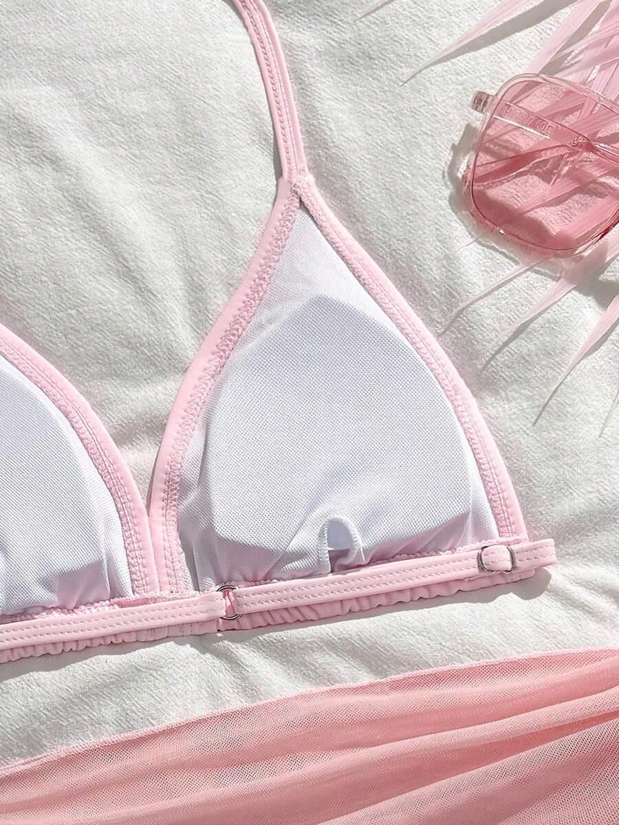 SHEIN STRÓJ KĄPIELOWY DWUCZĘŚCIOWY KOMPLET SARONG S09__134-140