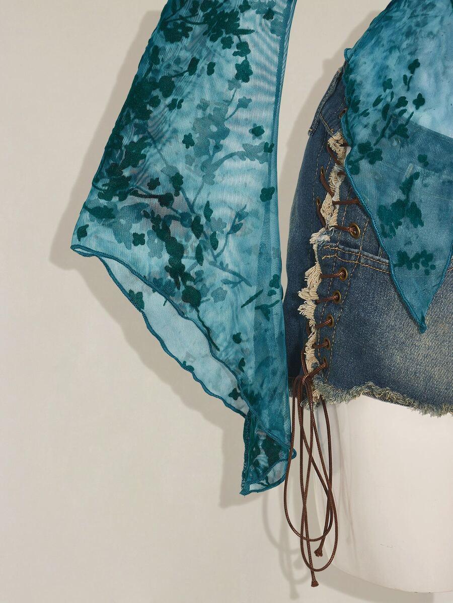 SHEIN NIEBIESKA BLUZKA WIĄZANIE S06__L