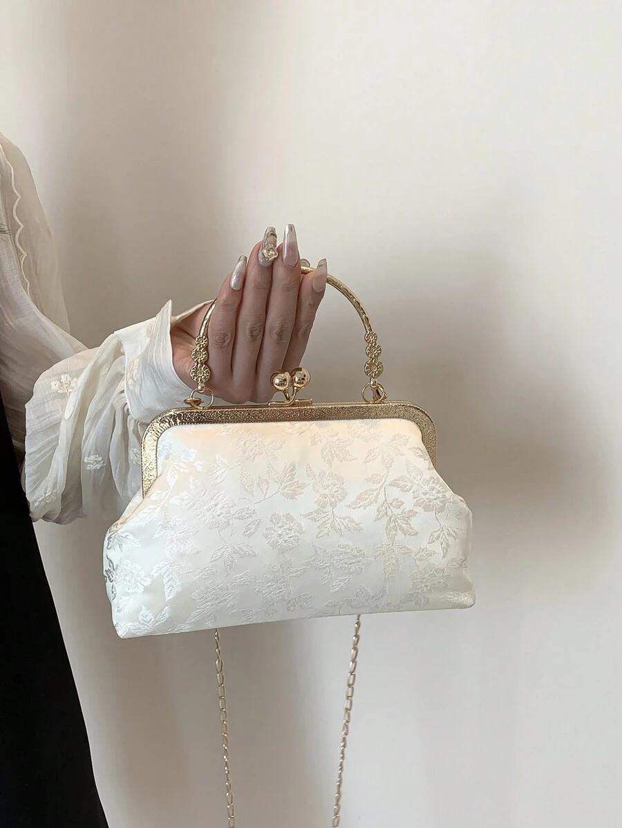 SHEIN BEŻOWA KOPERTÓWKA KWIATY S07__13X23CM