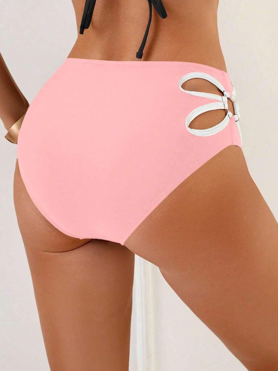 OCEVA RÓŻOWY DÓŁ OD BIKINI WYSOKI STAN S09__L