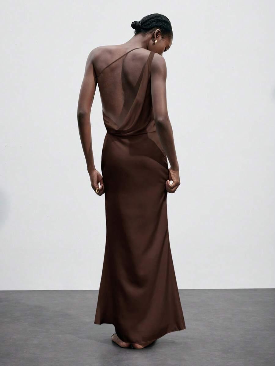 SHEIN BRĄZOWA MAXI SUKIENKA S06__M