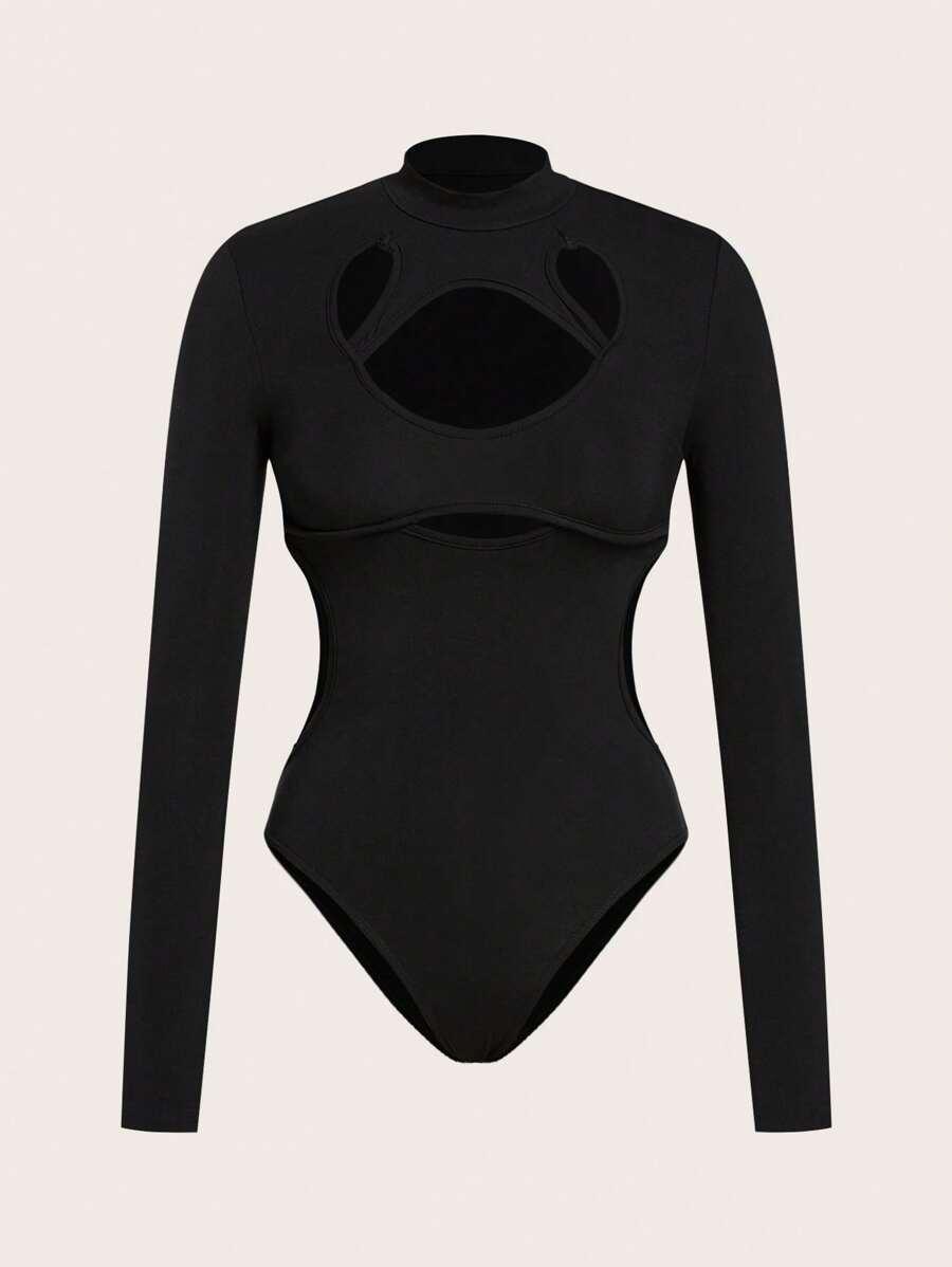 SHEIN CZARNE BODY WYCIĘCIE S06__S
