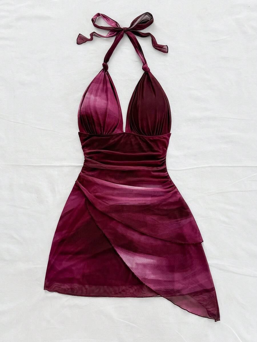 SOLEIA BURGUNDOWA MINI SUKIENKA S06__L