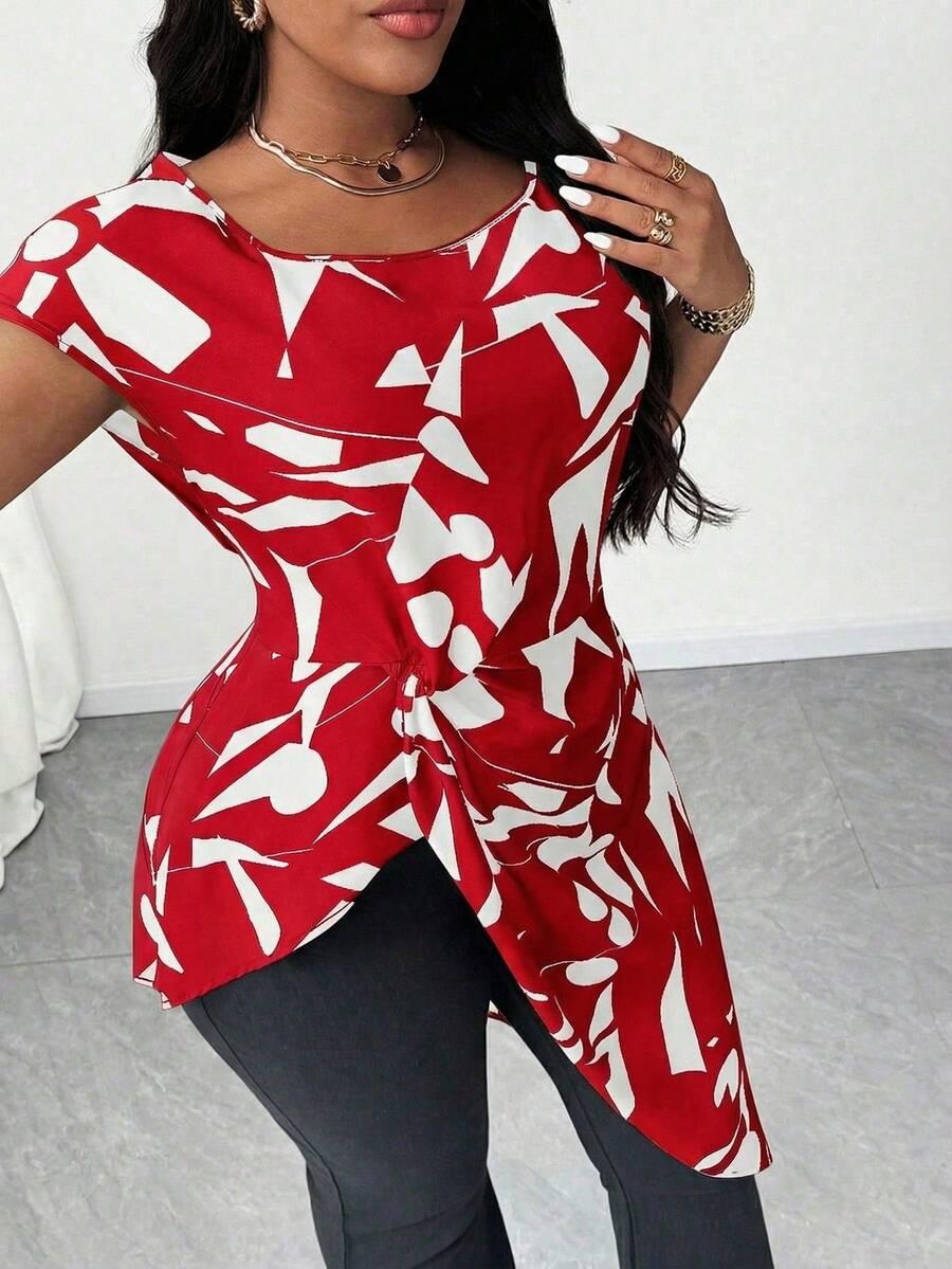 SHEIN ASYMETRYCZNA BLUZKA KRÓTKI RĘKAW S06__54