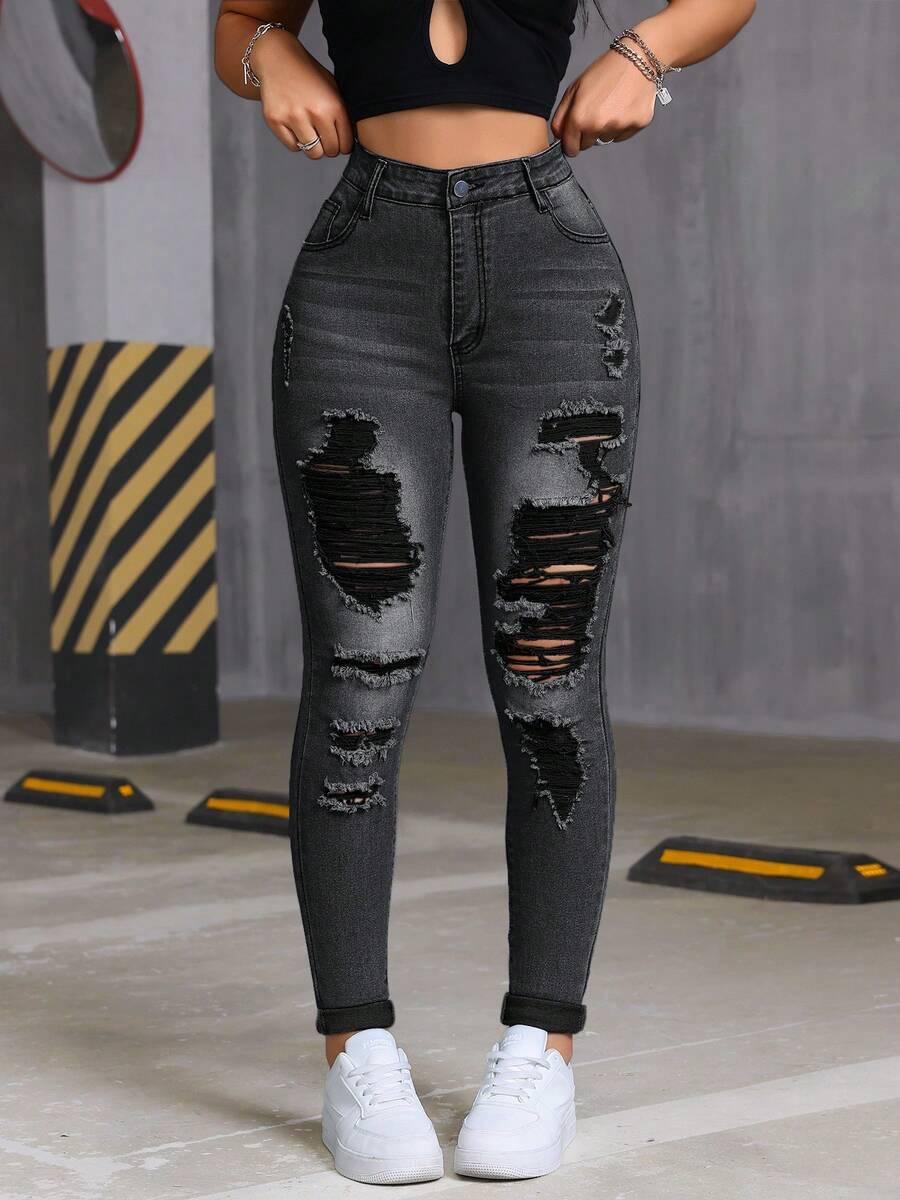 SHEIN CZARNE SPODNIE JEANS S06__50