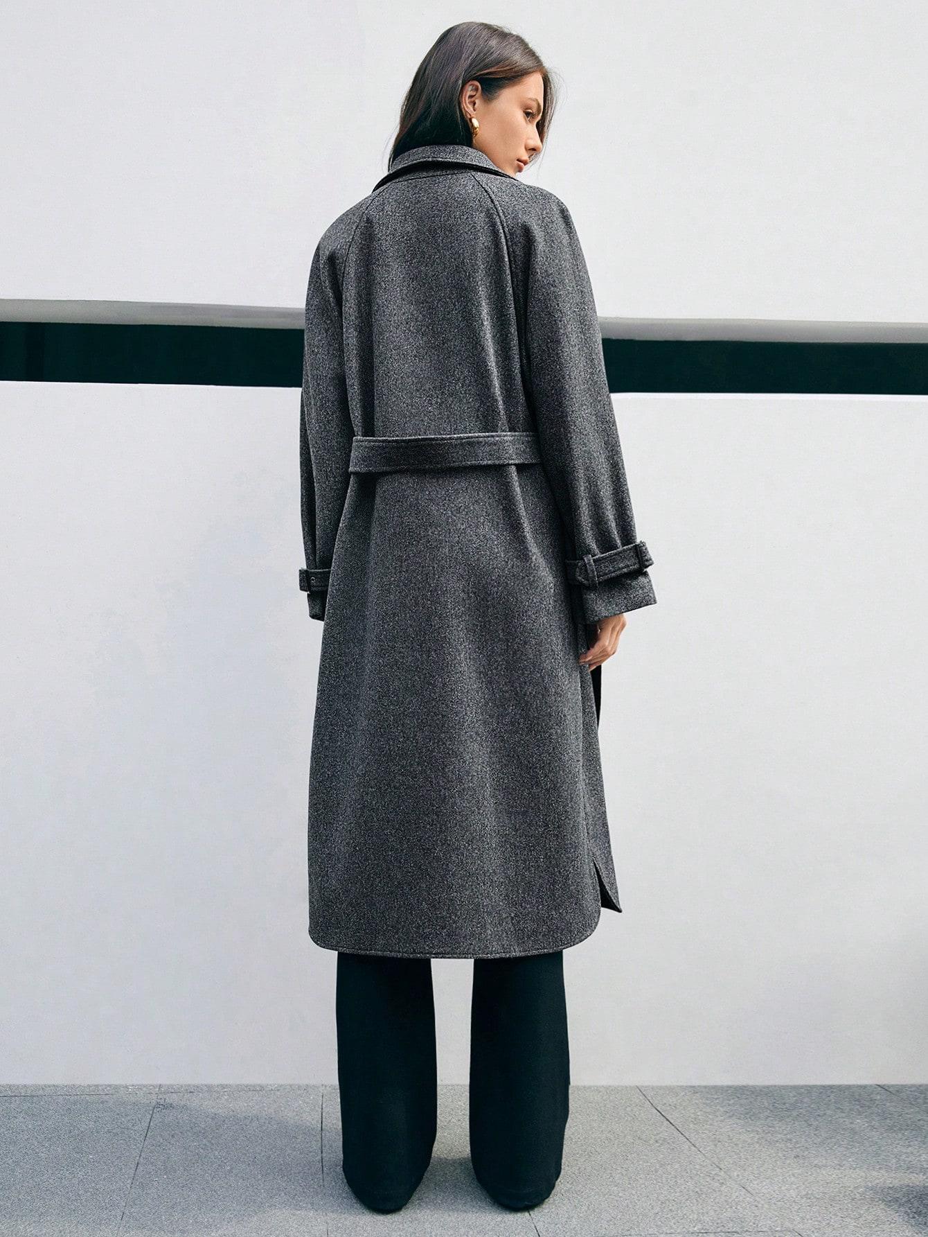 SHEIN SZARY PŁASZCZ GUZIKI W01__S