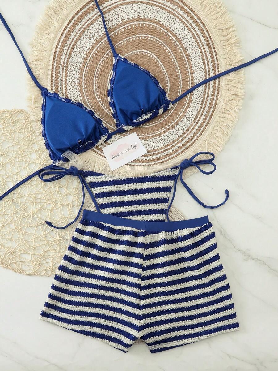 SHEIN TRZYCZĘŚCIOWY STRÓJ KĄPIELOWY KOMPLET S09__L