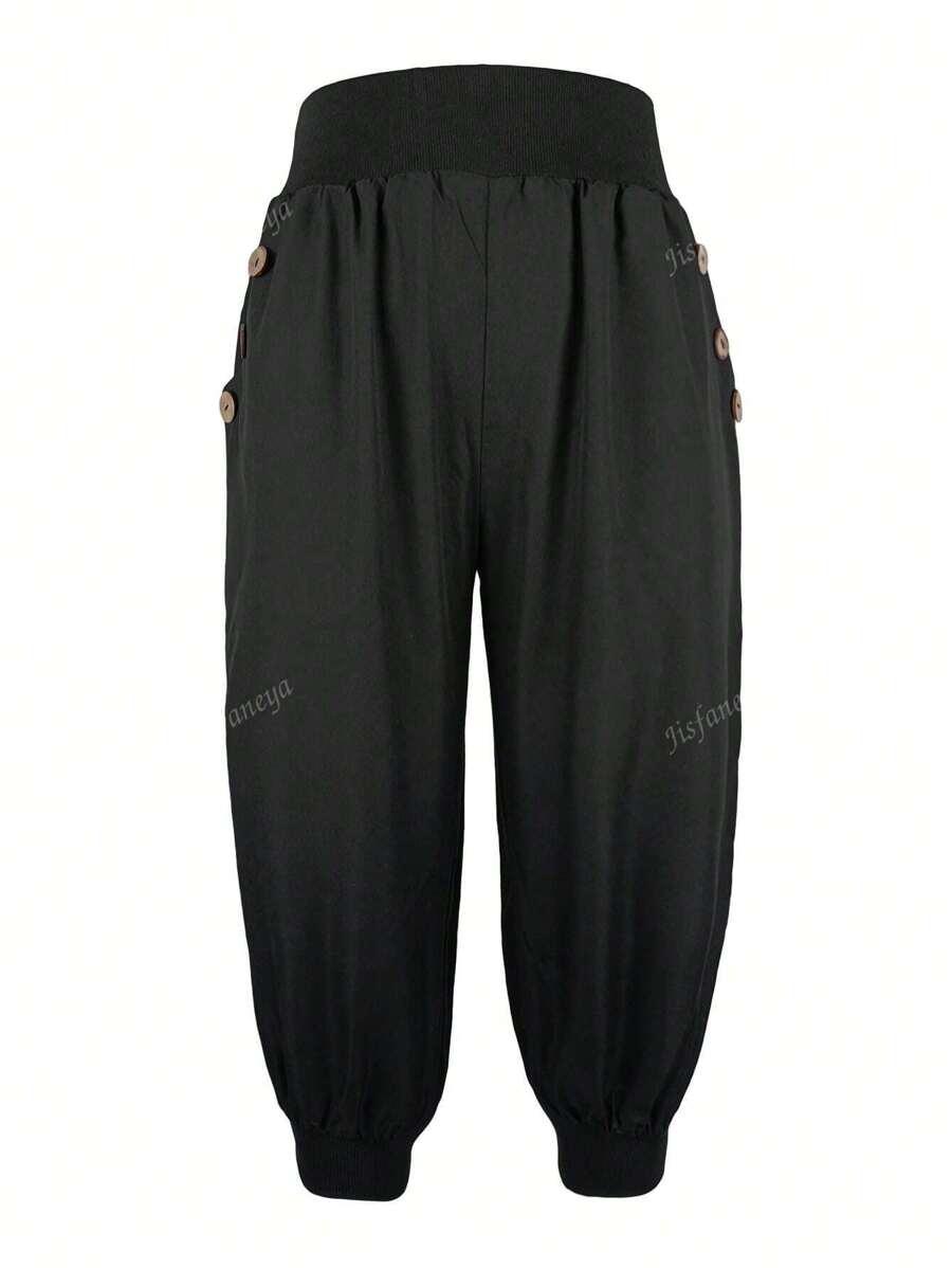 SHEIN CZARNE SPODNIE GUZIKI S06__L