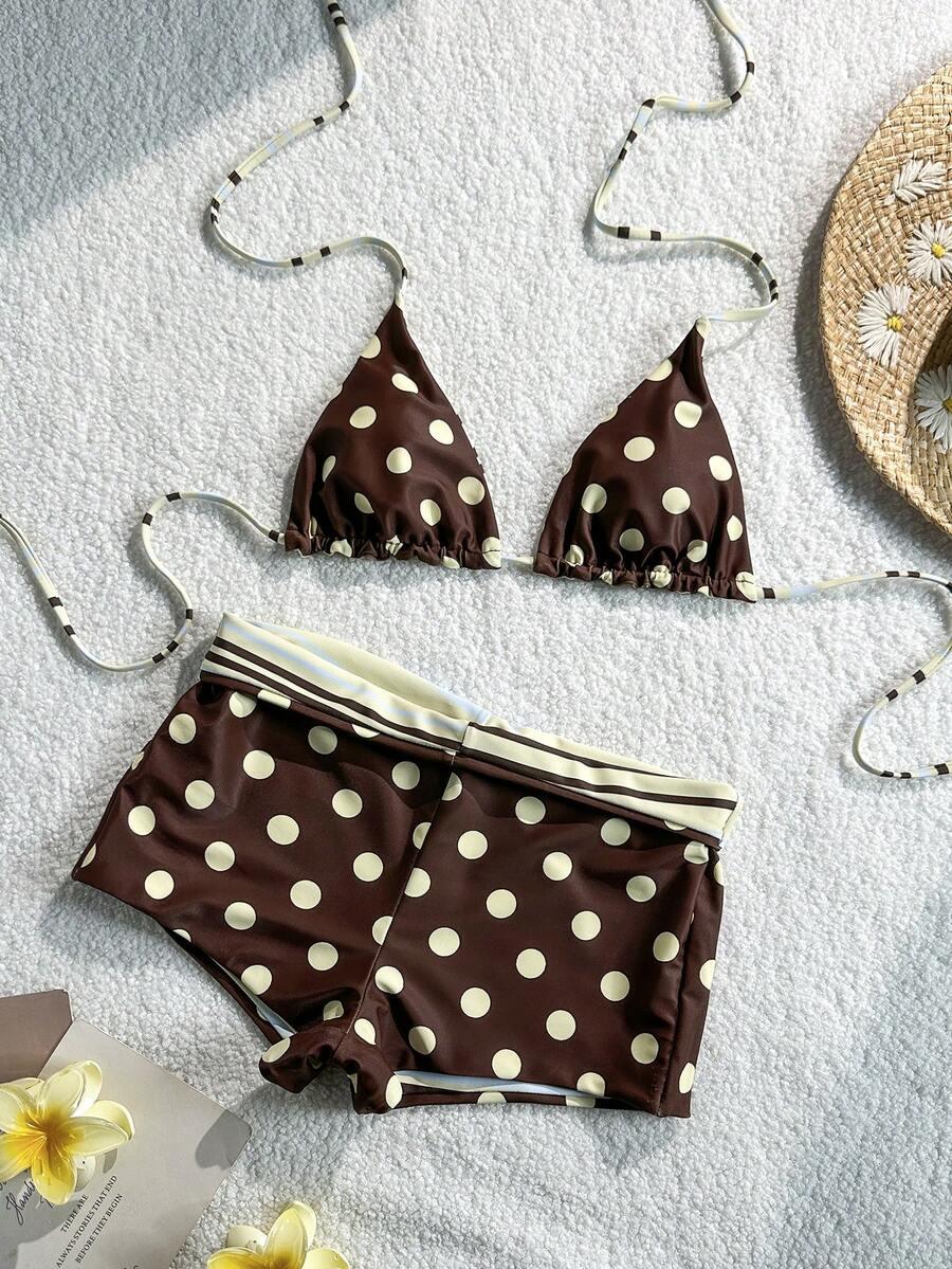 SHEIN DWUCZĘŚCIOWY STRÓJ KĄPIELOWY GROSZKI S09__S