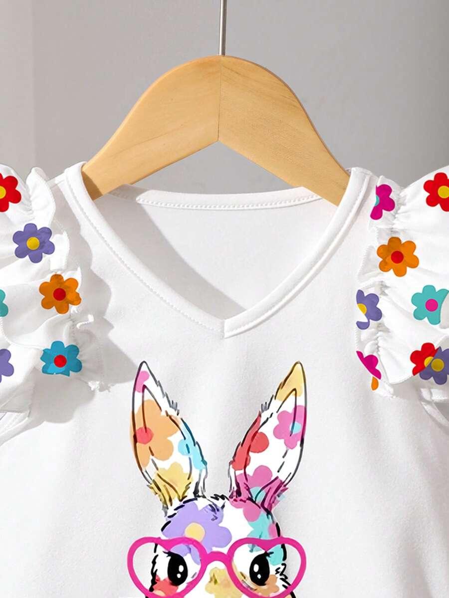 SHEIN BIAŁY T-SHIRT NADRUK PK01__104-110