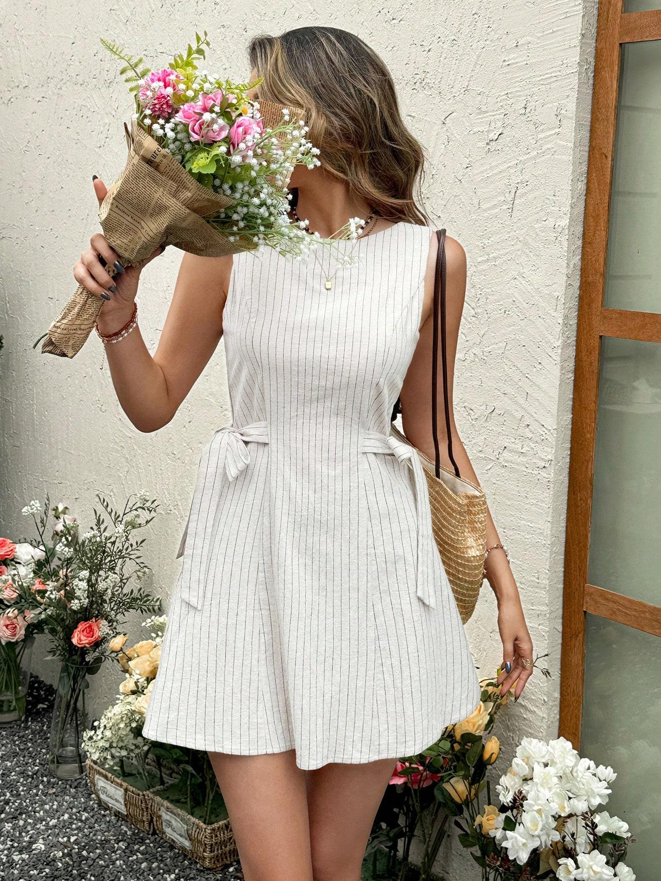 SHEIN BEŻOWA SUKIENKA PASKI S06__L