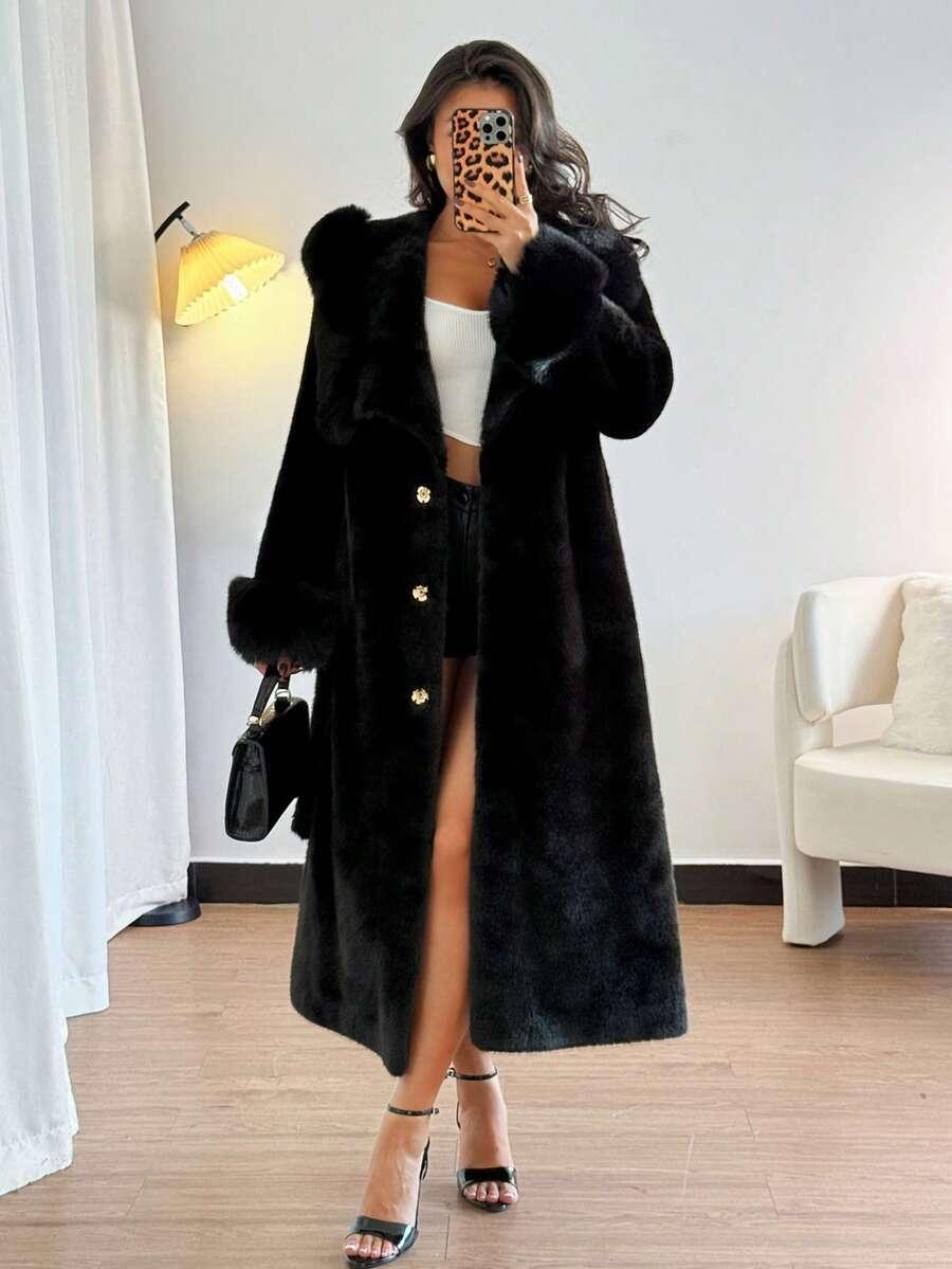 SHEIN CZARNE SZTUCZNE FUTRO W01__S