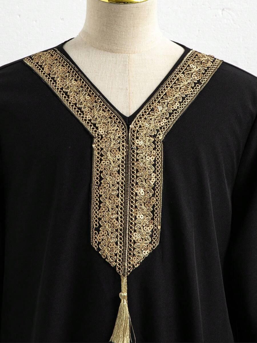 SHEIN CZARNA MAXI SUKIENKA ZDOBIENIE S06__128-134