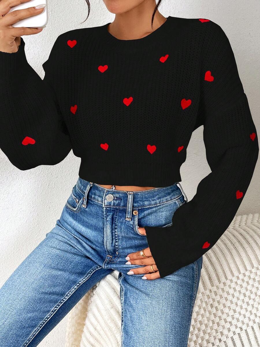 SHEIN CZARNY SWETER SERDUSZKA S06__XL