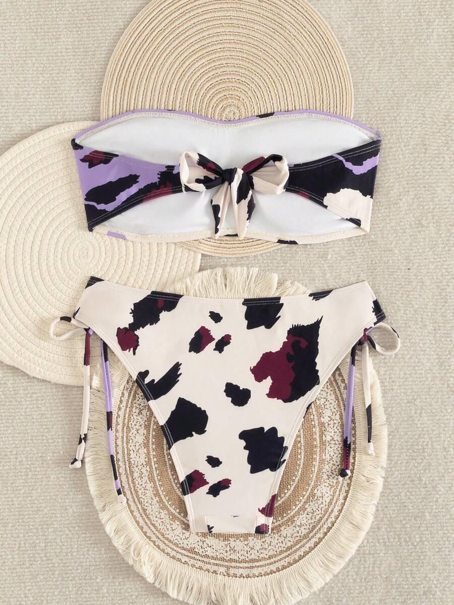 SHEIN WIĄZANY DWUCZĘŚCIOWY STRÓJ KĄPIELOWY PRINT S09__M