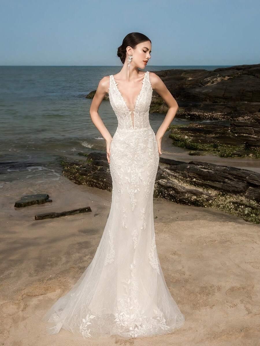 SHEIN BIAŁA SUKNIA ŚLUBNA ZDOBIENIA S06__34