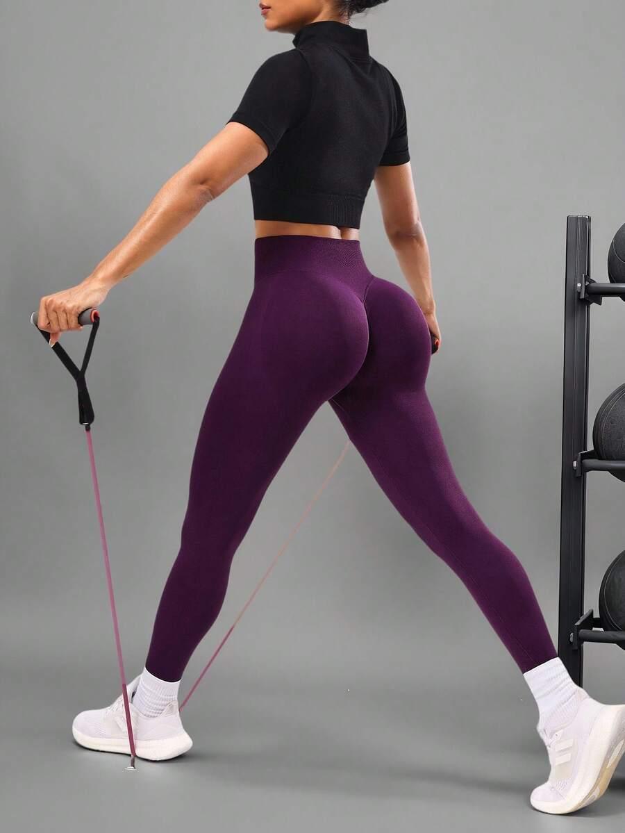 SHEIN FIOLETOWE LEGGINSY WYSOKI STAN S06__S