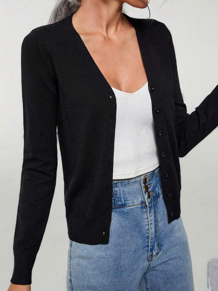 SHEIN CZARNY SWETER GUZIKI S06__S