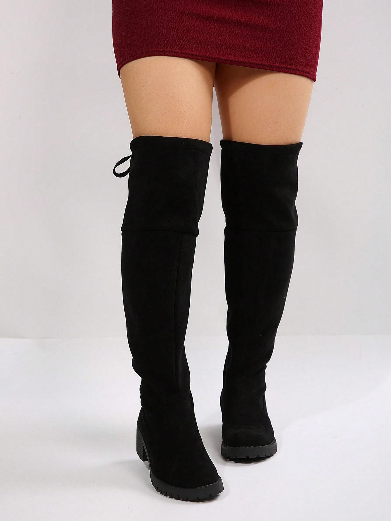 SHEIN CZARNE KOZAKI IMITACJA ZAMSZU W01__36