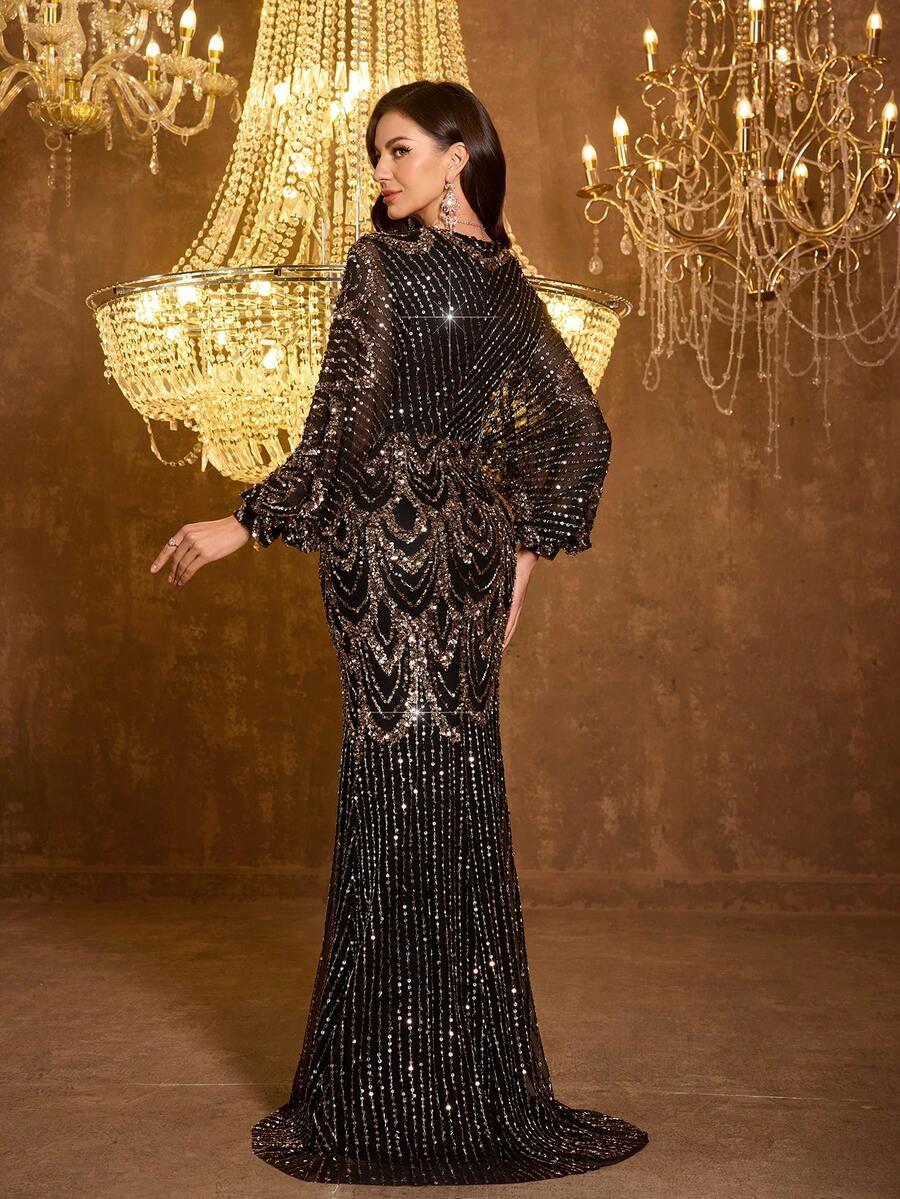 SHEIN MAXI SUKIENKA ZDOBIENIE CEKINY S06__L