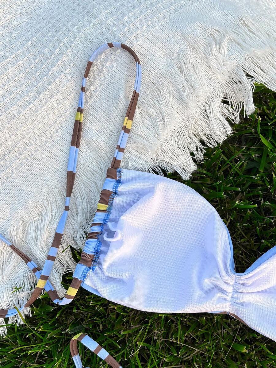 SHEIN KOMPLET BIKINI WZÓR PASKI PK01__S