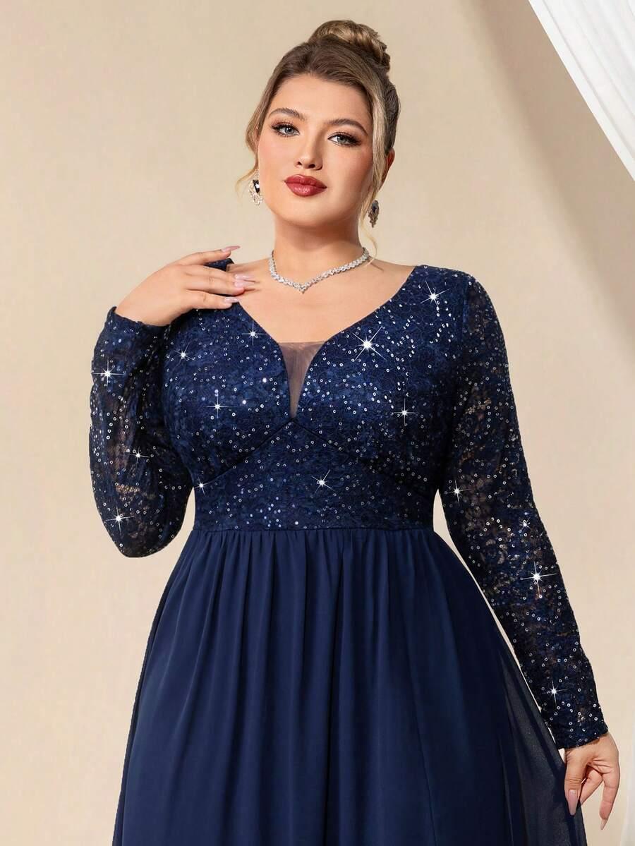 SHEIN GRANATOWA MAXI SUKIENKA ZDOBIENIE CEKINY S06__50