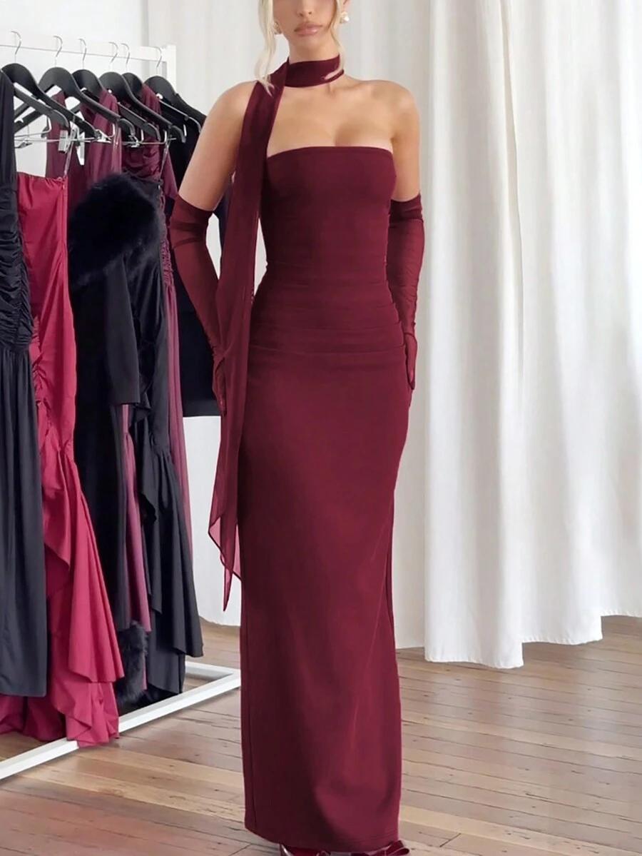SHEIN CZERWONA MAXI SUKIENKA S09__M