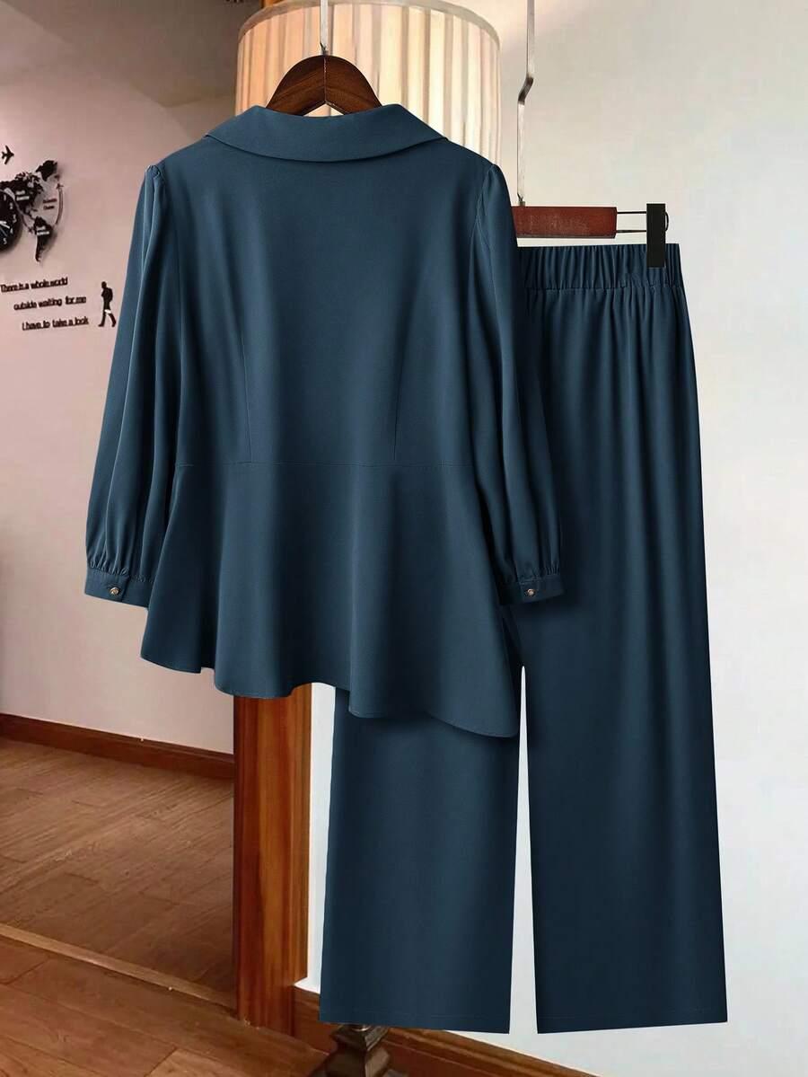MODELYN NIEBIESKI KOMPLET BLUZKA SPODNIE S06__50