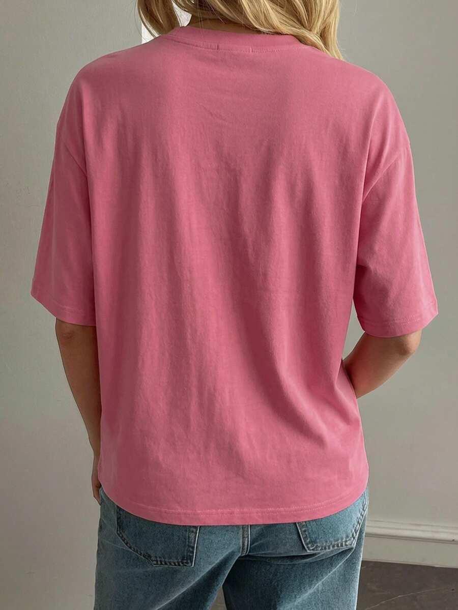 DAZY RÓŻOWY T-SHIRT OVERSIZE S06__M