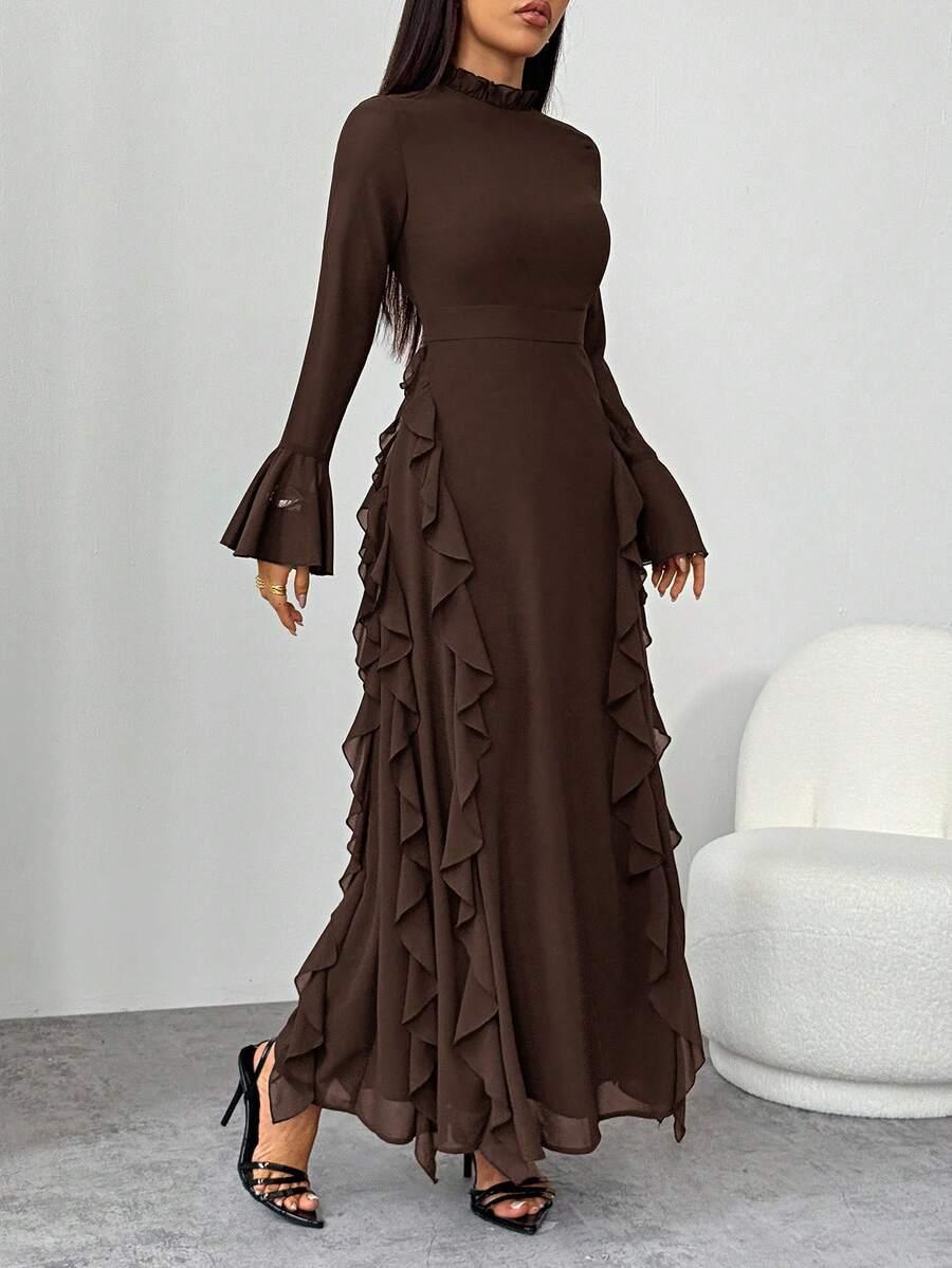 SHEIN BRĄZOWA MAXI SUKIENKA S06__M