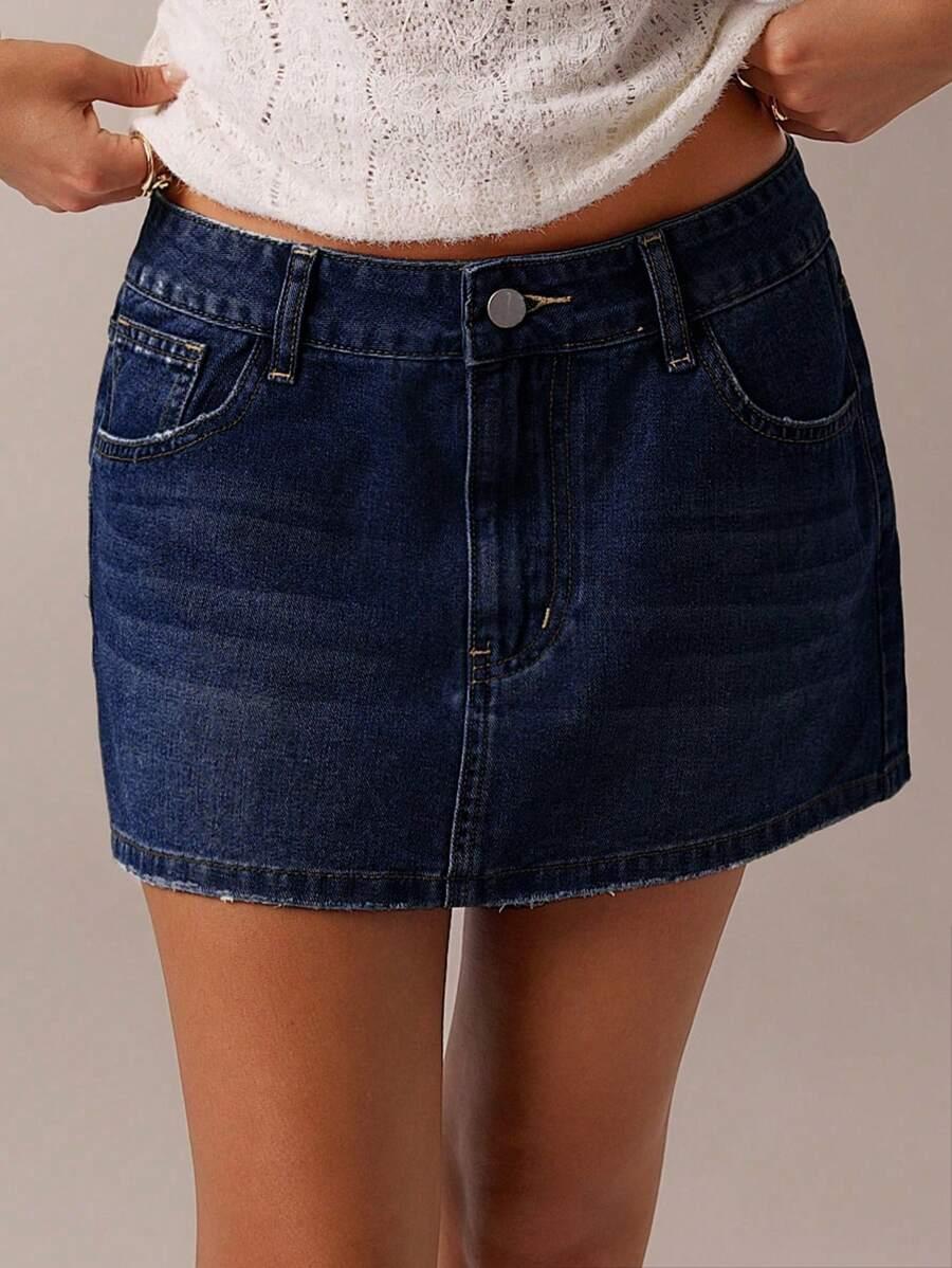 SHEIN NIEBIESKA MINI SPÓDNICA JEANS S09__S