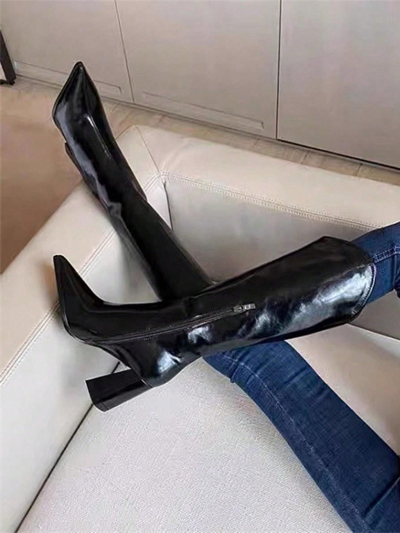 SHEIN CZARNE KOZAKI NA OBCASIE W01__36