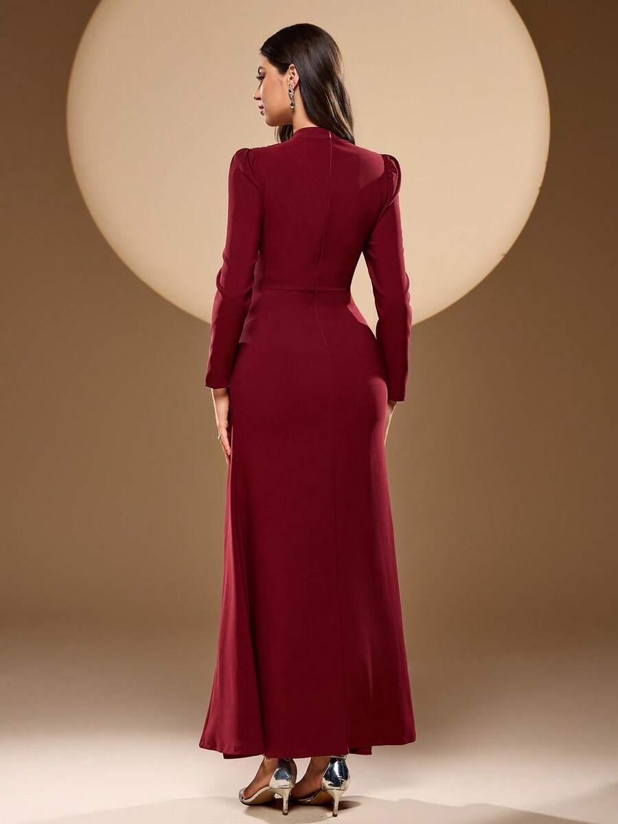 SHEIN CZERWONA MAXI SUKIENKA ZDOBIENIE S06__M