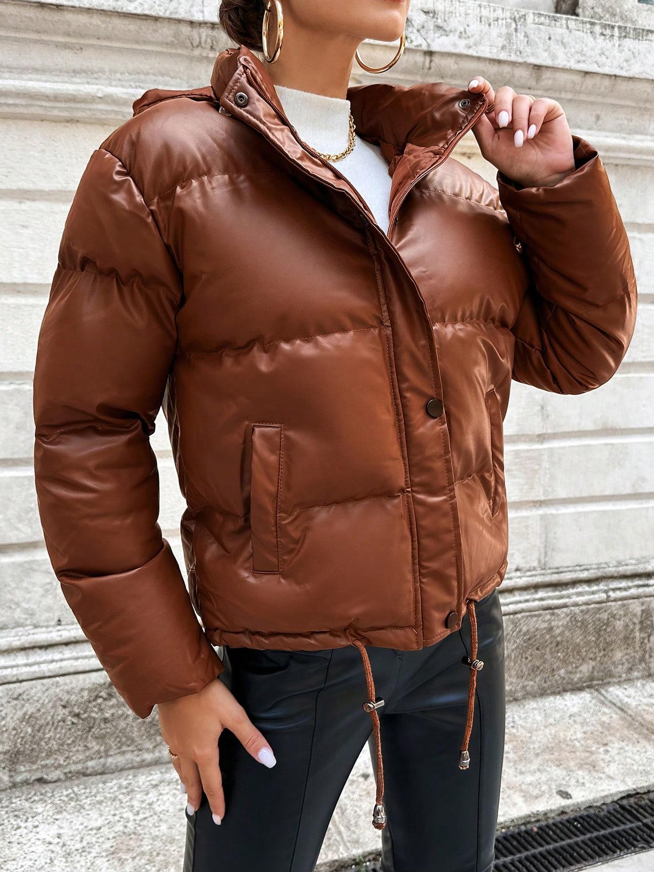 SHEIN BRĄZOWA KURTKA IMITACJA SKÓRY W01__L