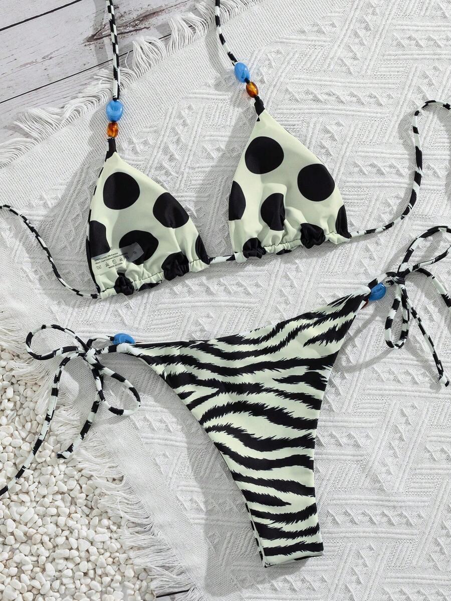 SHEIN DWUCZĘŚCIOWY STRÓJ KĄPIELOWY PRINT S09__L