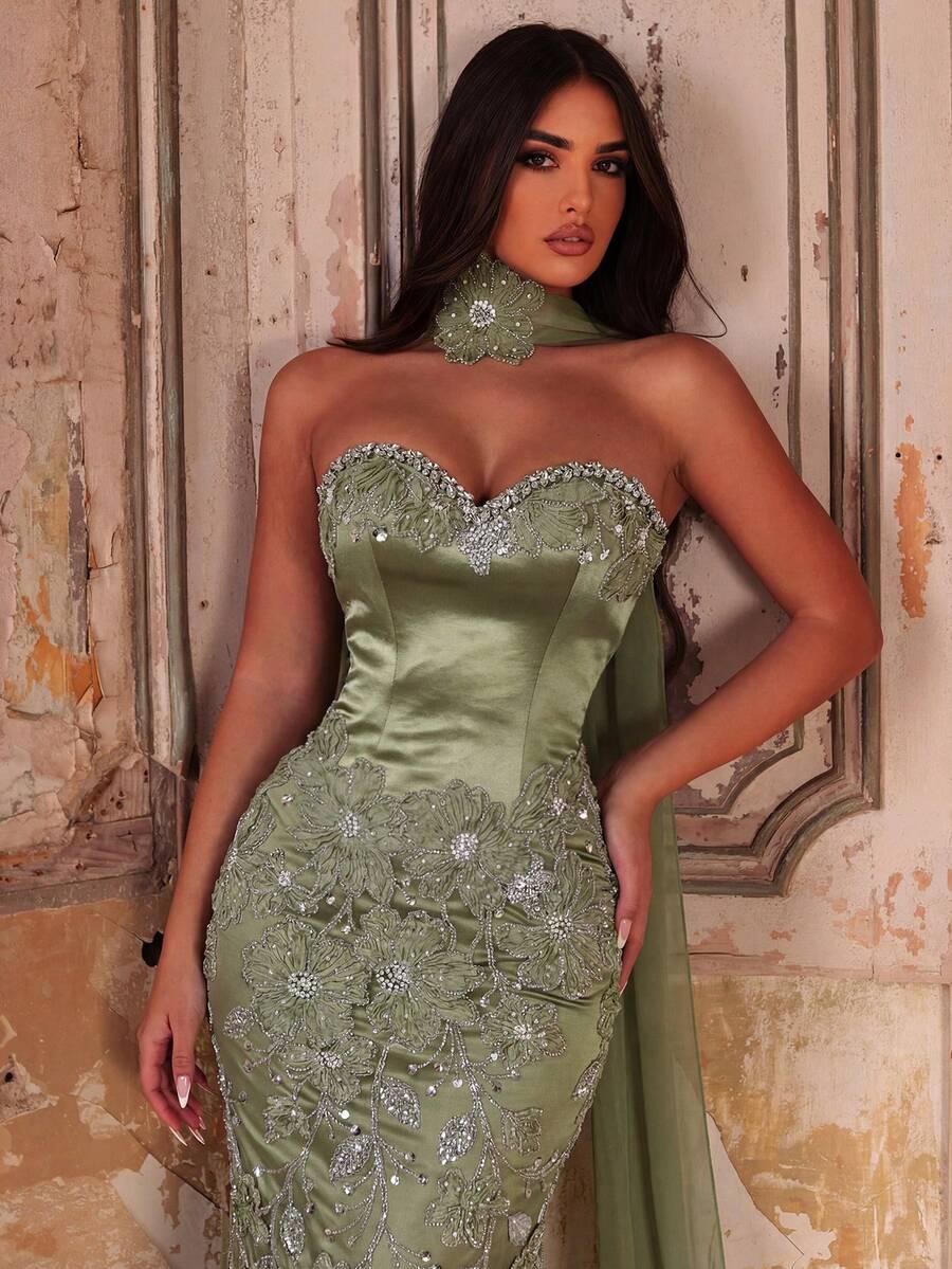 GLAMRAE ZIELONA MAXI SUKIENKA S06__S