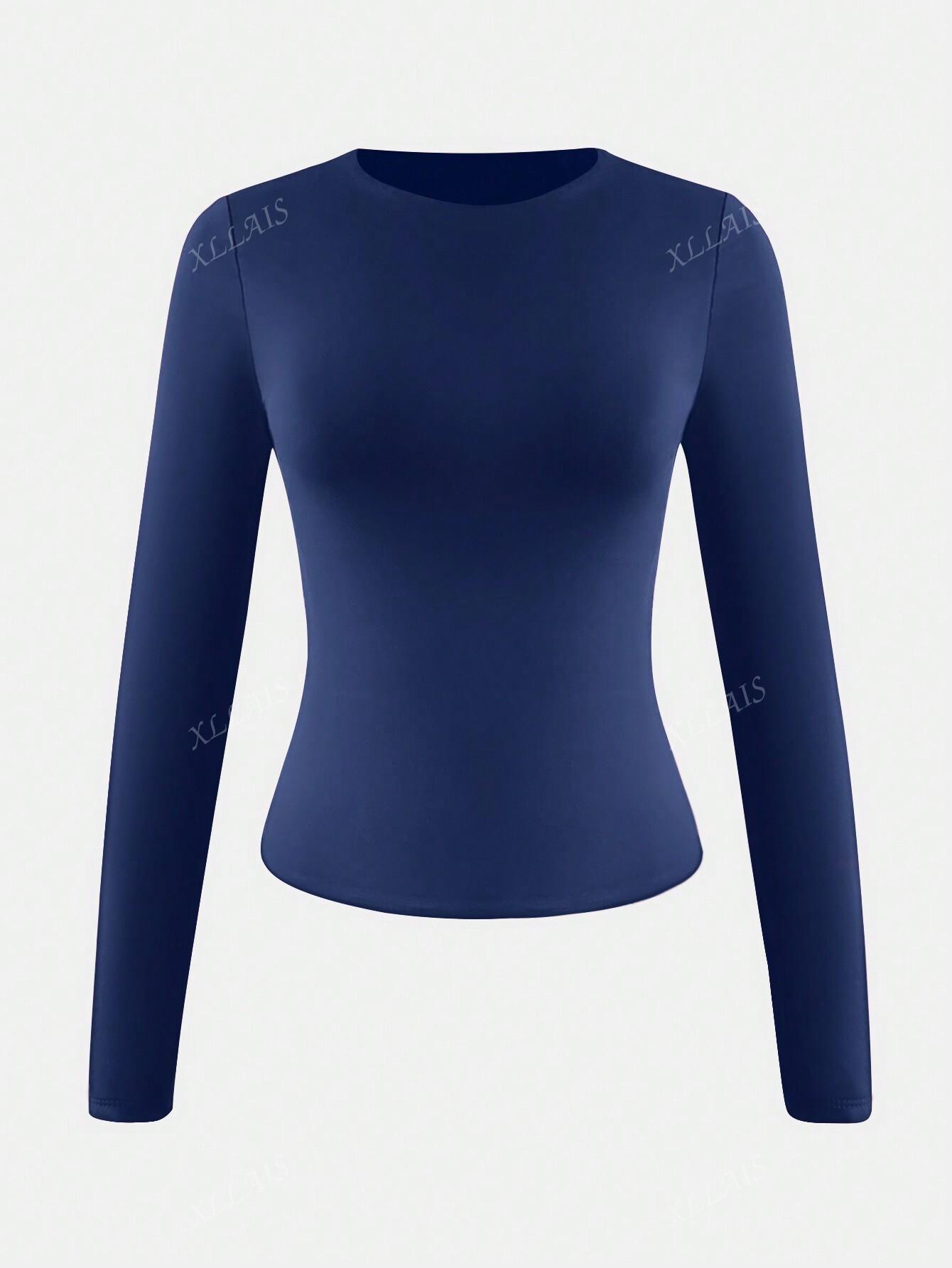SHEIN GRANATOWA BLUZKA DŁUGI RĘKAW S06__S