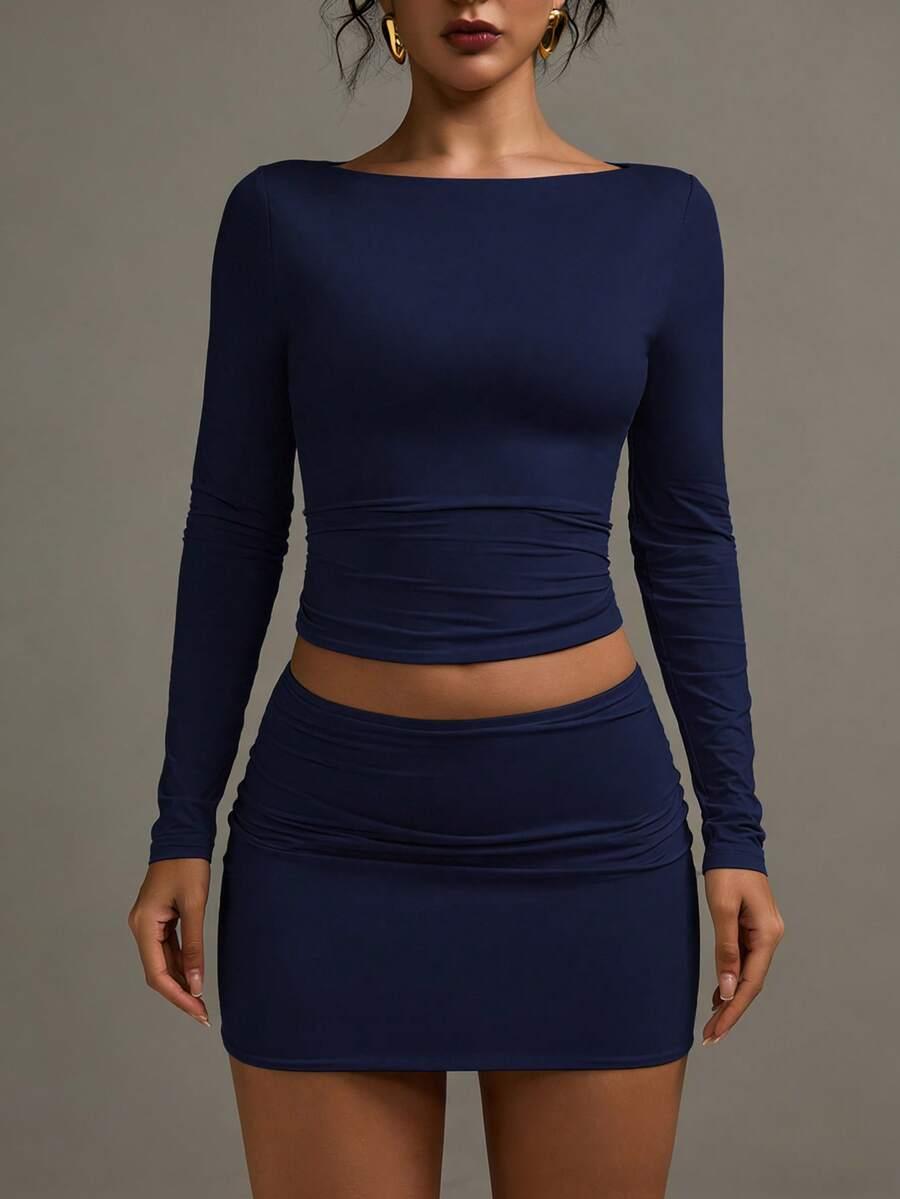 SHEIN GRANATOWA MINI SPÓDNICA S06__XS