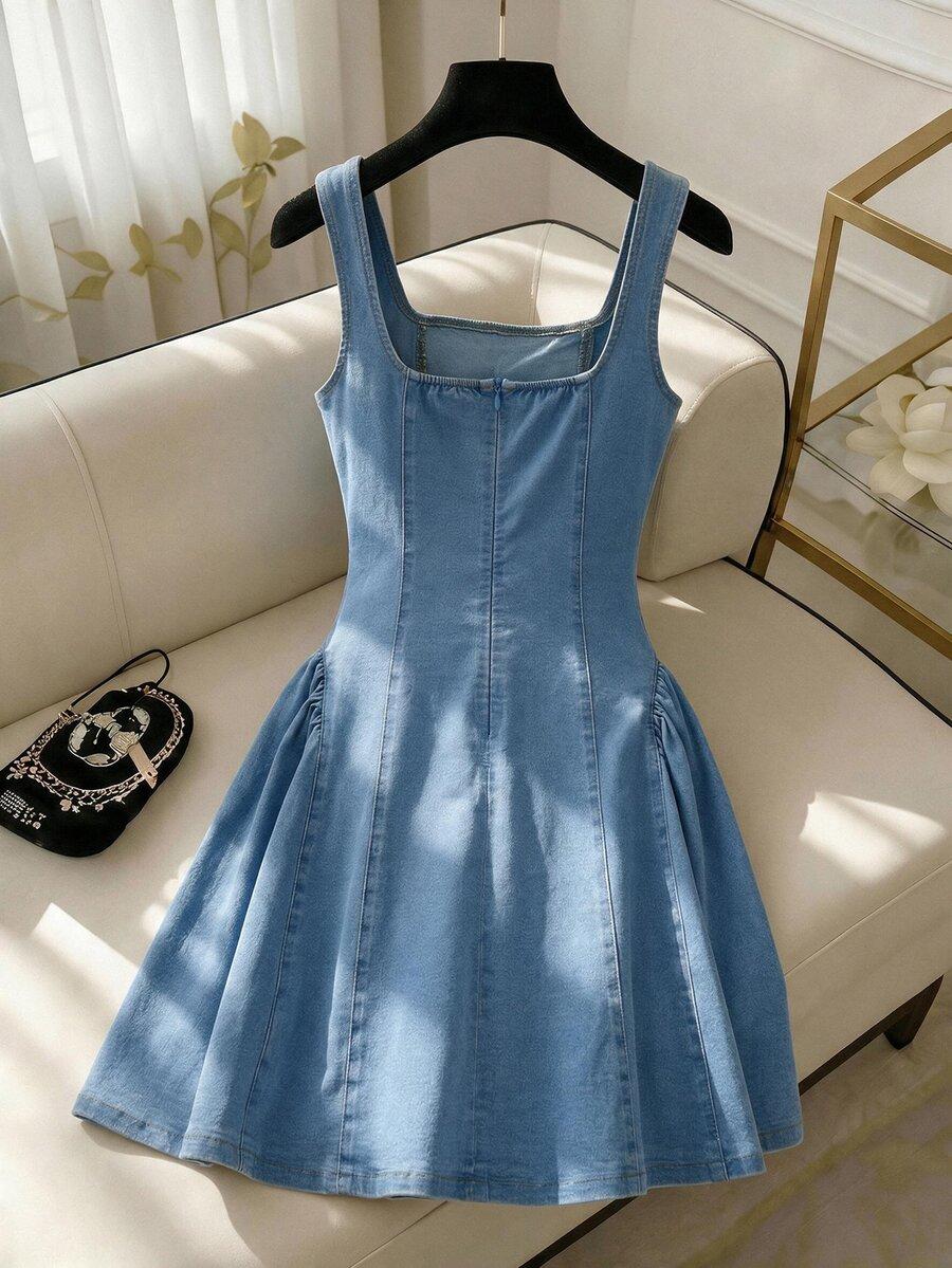 SHEIN JEANSOWA SUKIENKA BEZ RĘKAWÓW S06__L