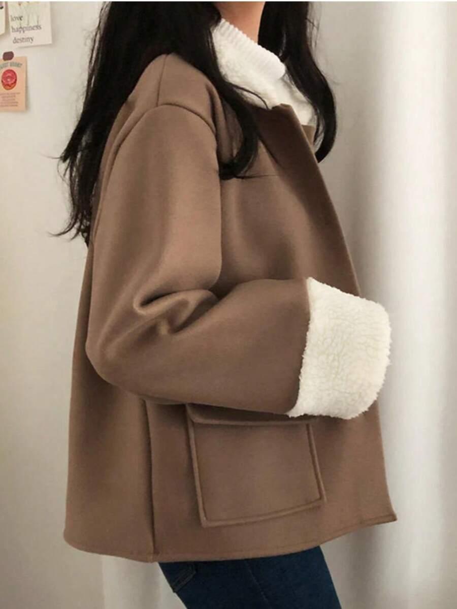 SHEIN BRĄZOWA KURTKA GUZIKI W01__XL