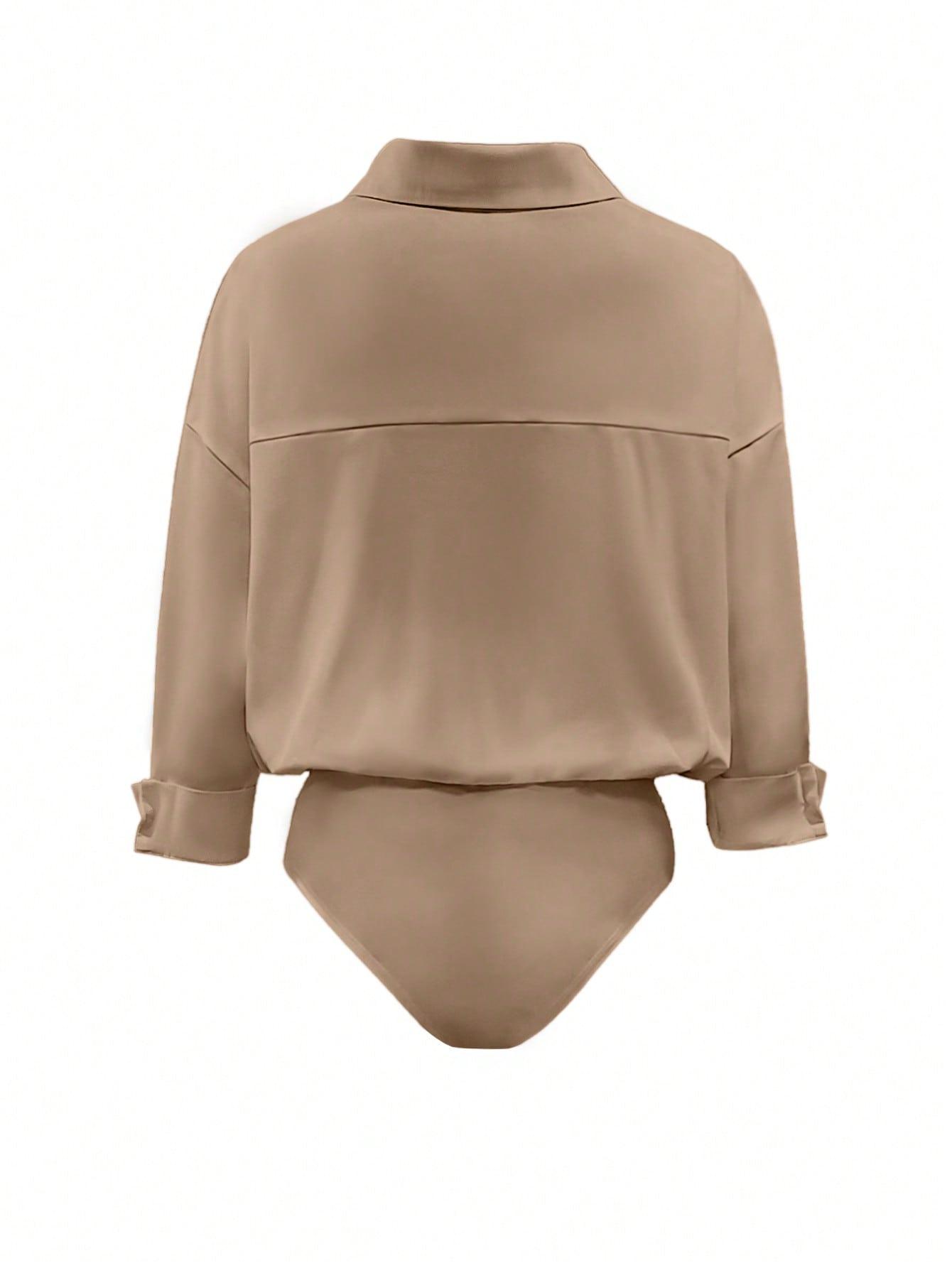 INAWLY BRĄZOWE BODY Z DŁUGIM RĘKAWEM