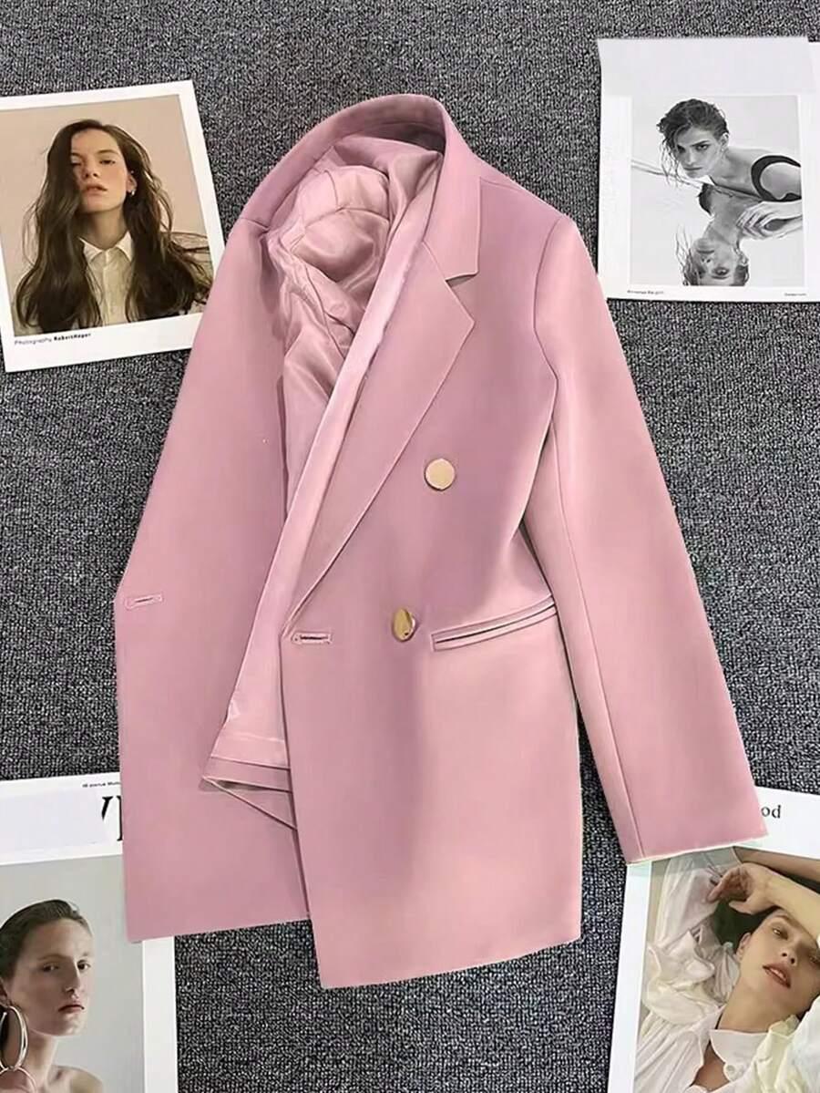 SHEIN RÓŻOWA MARYNARKA GUZIKI S06__L