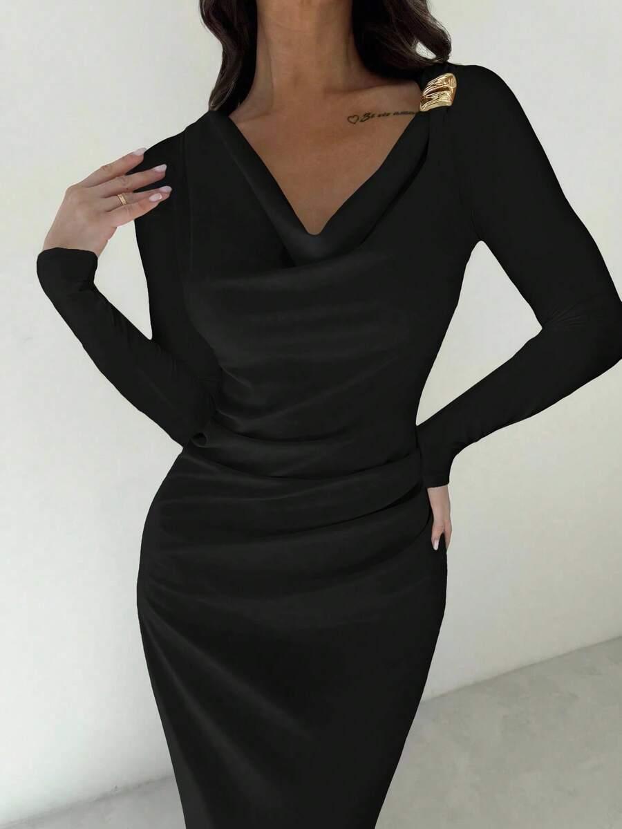 SHEIN CZARNA MAXI SUKIENKA S06__L