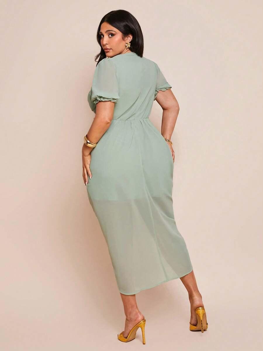 SHEIN ZIELONA MIDI SUKIENKA MARSZCZENIA S06__46