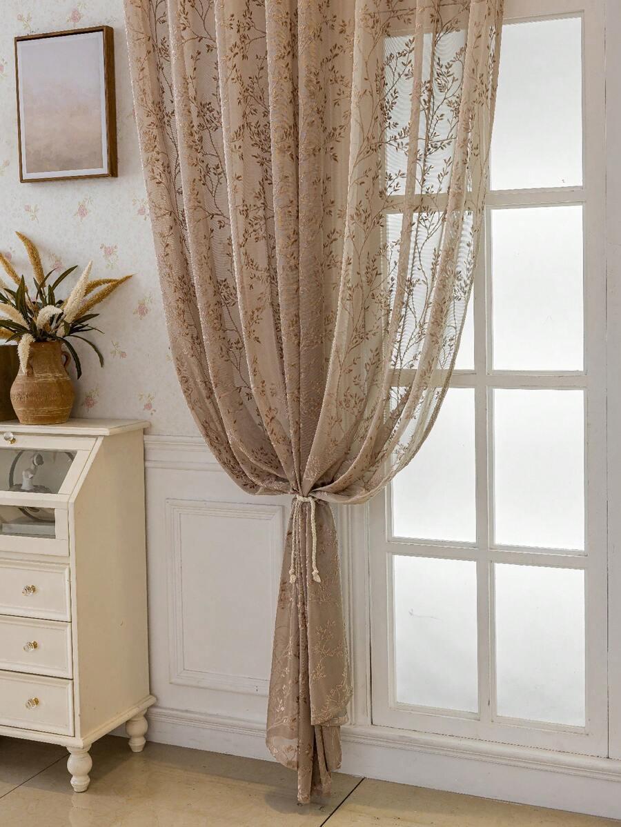 SHEIN BEZOWE ZASŁONY ZDOBIENIE S07__132X160CM