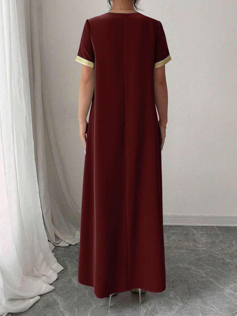 SHEIN MAXI SUKIENKA KRÓTKI RĘKAW S06__M