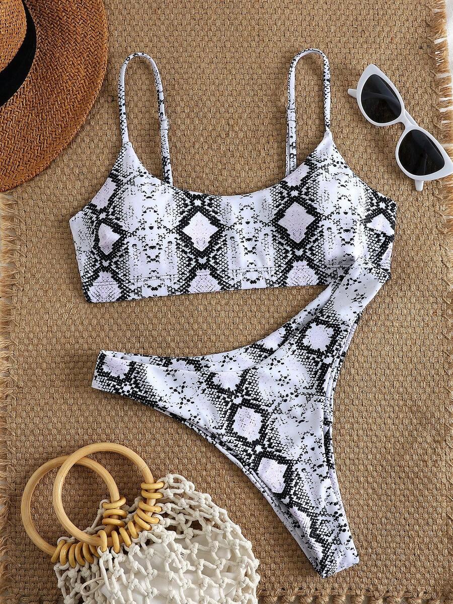 SHEIN DWUCZĘŚCIOWY STRÓJ KĄPIELOWY ANIMAL PRINT S09__S