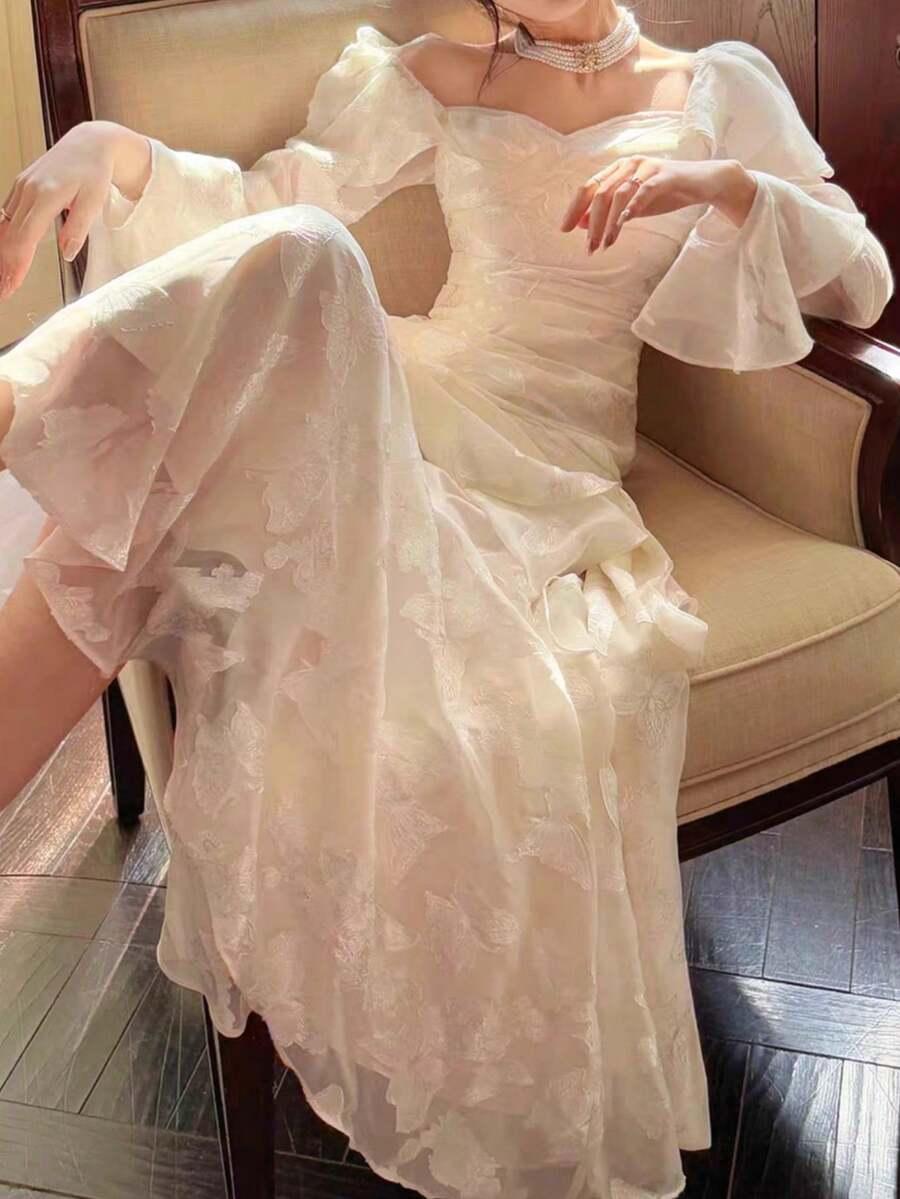 SHEIN KREMOWA MAXI SUKIENKA S06__M