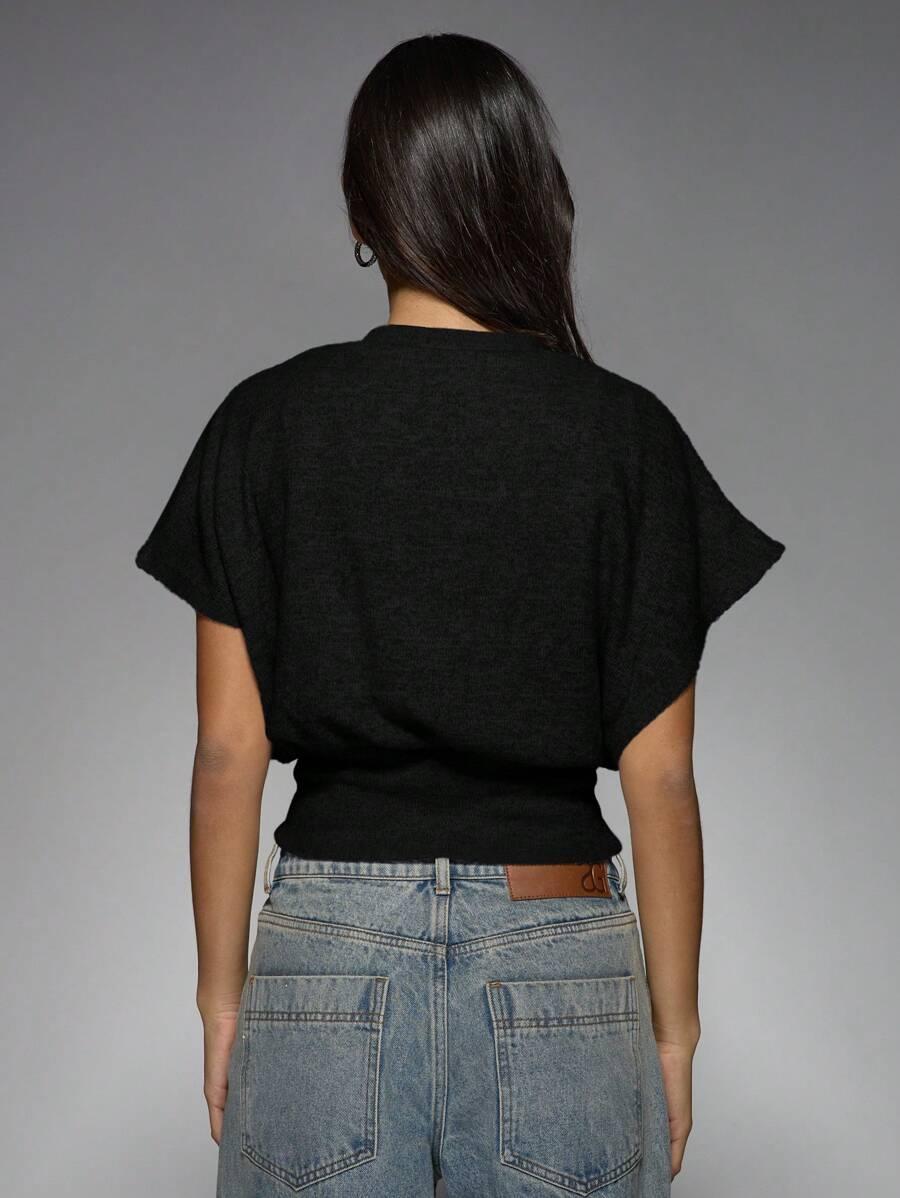 MISSGUIDED CZARNA BLUZKA KRÓTKI RĘKAW S06__XS
