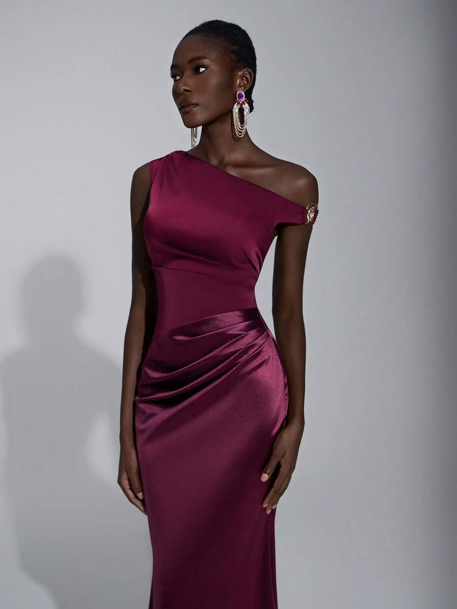 SHEIN BORDOWA MAXI SUKIENKA ZDOBIENIE S06__XS